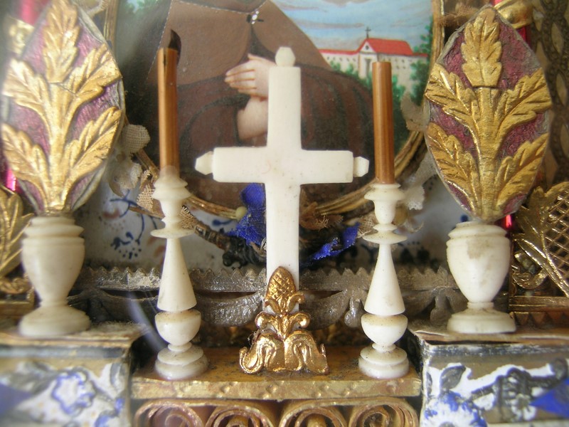 Antique reliquary 7x relic Saint Probus,Faustinus,Joseph Cupertino,Mary